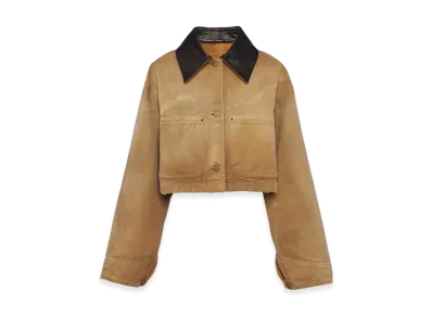 PRADA Women's Cropped Canvas Jacket "Beige"