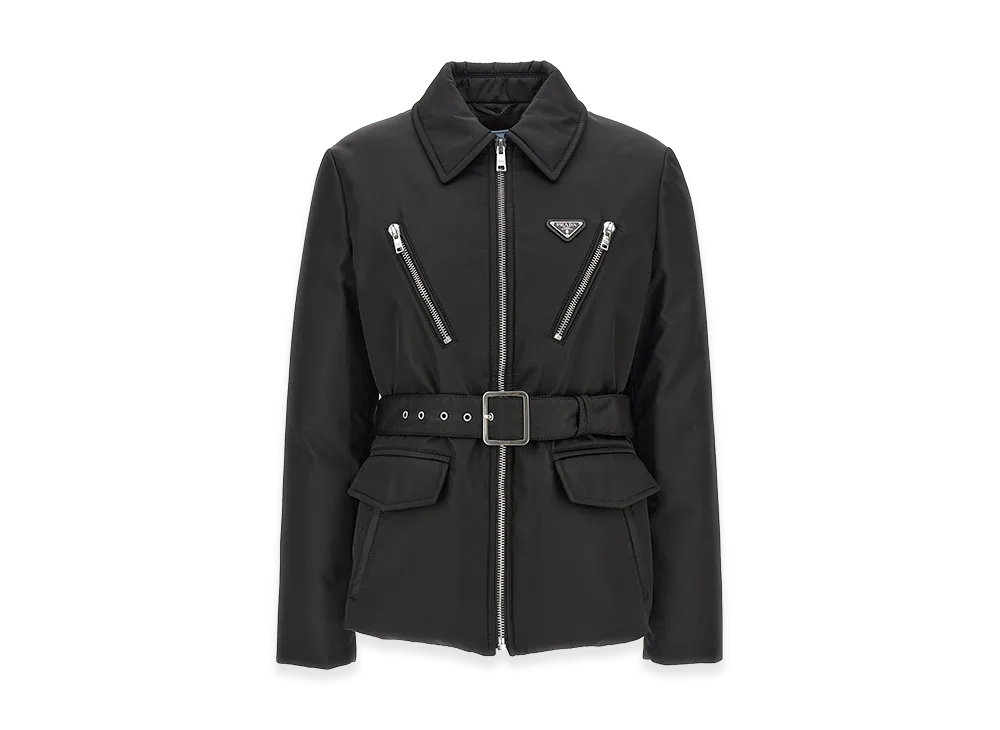 PRADA Wonen's Triangle-Logo Padded Jacket "Black"