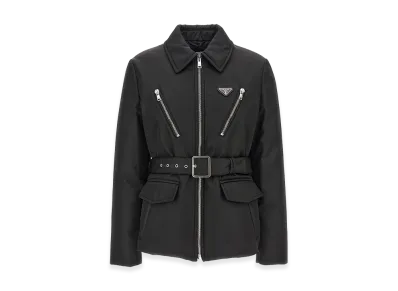 PRADA Wonen's Triangle-Logo Padded Jacket "Black"