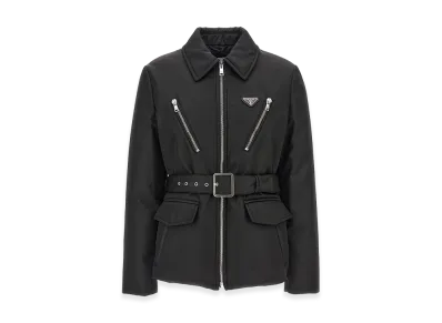 PRADA Women's Re-Nylon Zip Down Jacket "Black"