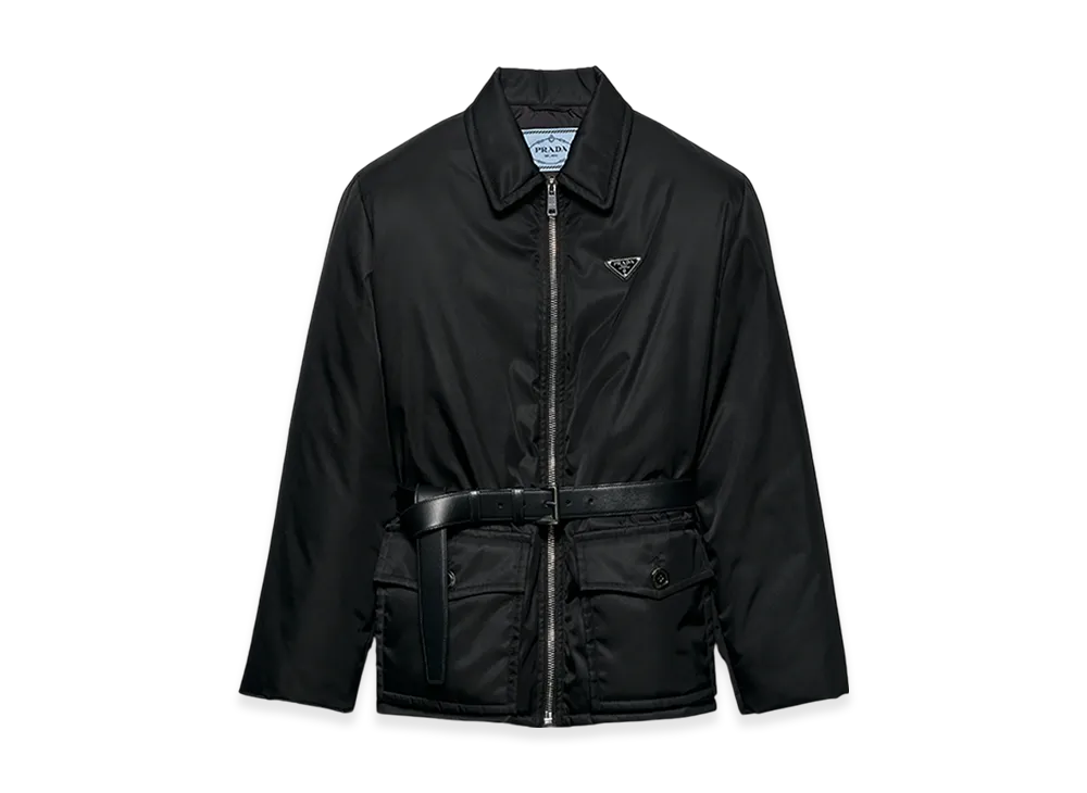 PRADA Women's Re-Nylon Down Jacket with Belt "Black"