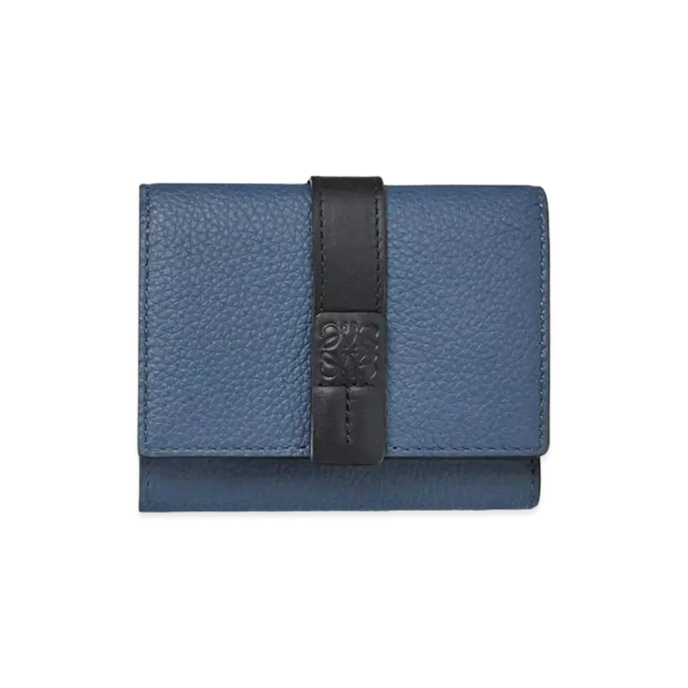 LOEWE Trifold Wallet In Soft Grained Calfskin "Indigo Dye / Black"