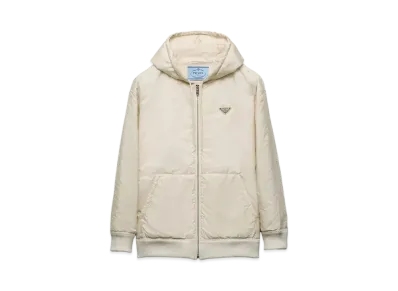 PRADA Women's Lightweight Hooded Re-Nylon Blouson Jacket "Cream White"