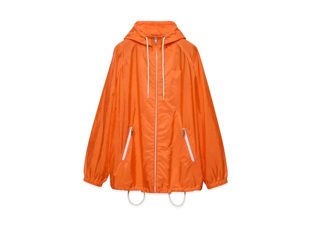 PRADA Women's Lightweight Re-Nylon Rain Jacket "Orange"