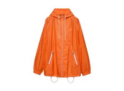 PRADA Women's Lightweight Re-Nylon Rain Jacket "Orange"