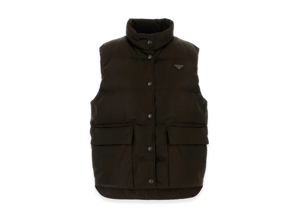 PRADA Women's Re-Nylon Down Vest "Brown"