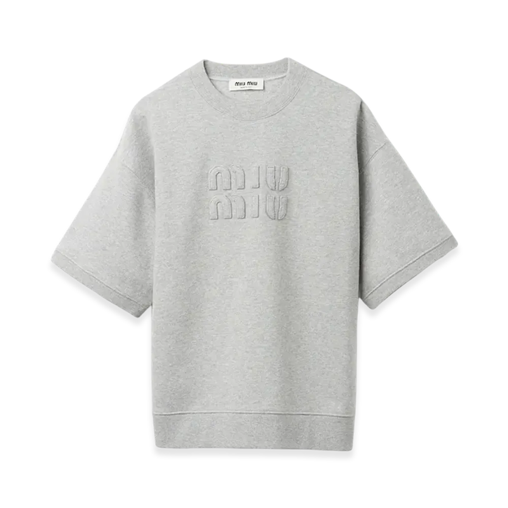MIU MIU Women's Embroidered Cotton Sweatshirt "Grey"