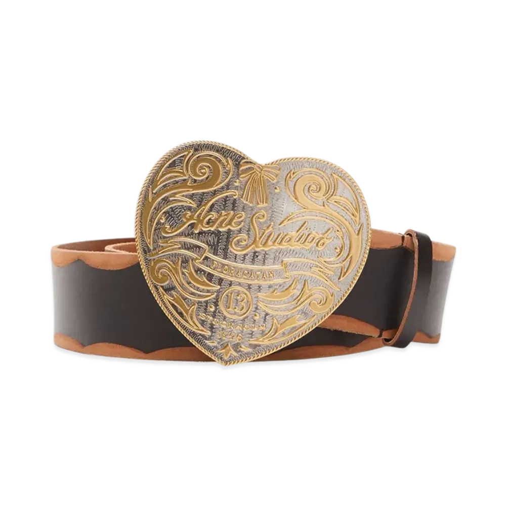 Acne Studios Heart Logo Buckle Belt "Black/Camel"