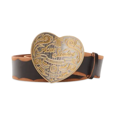 Acne Studios Heart Logo Buckle Belt "Black/Camel"