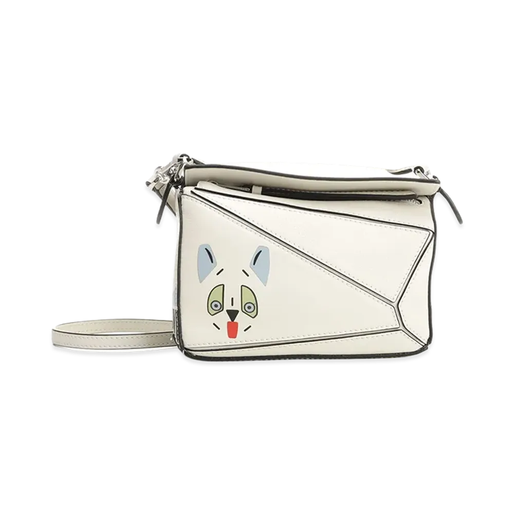 LOEWE Women's Mini "Puzzle Futurist Cat" Bag "White"
