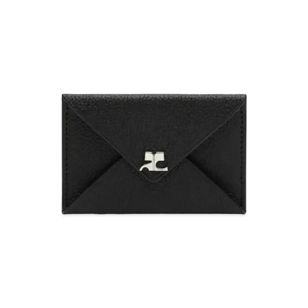 Courreges Grained Leather Envelope Cardholder "Black"