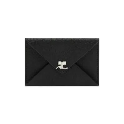 Courreges Grained Leather Envelope Cardholder "Black"