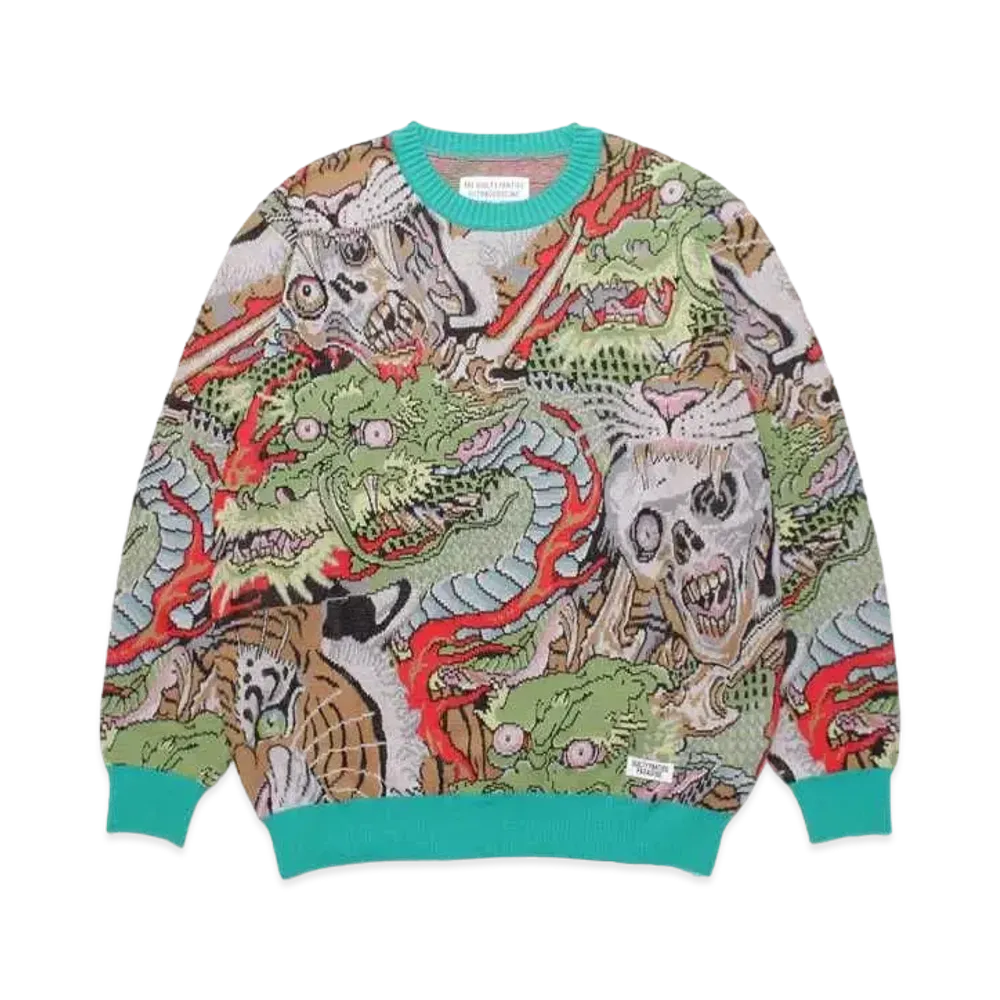 WACKO MARIA TIM LEHI / Jacquard Sweater "Green"