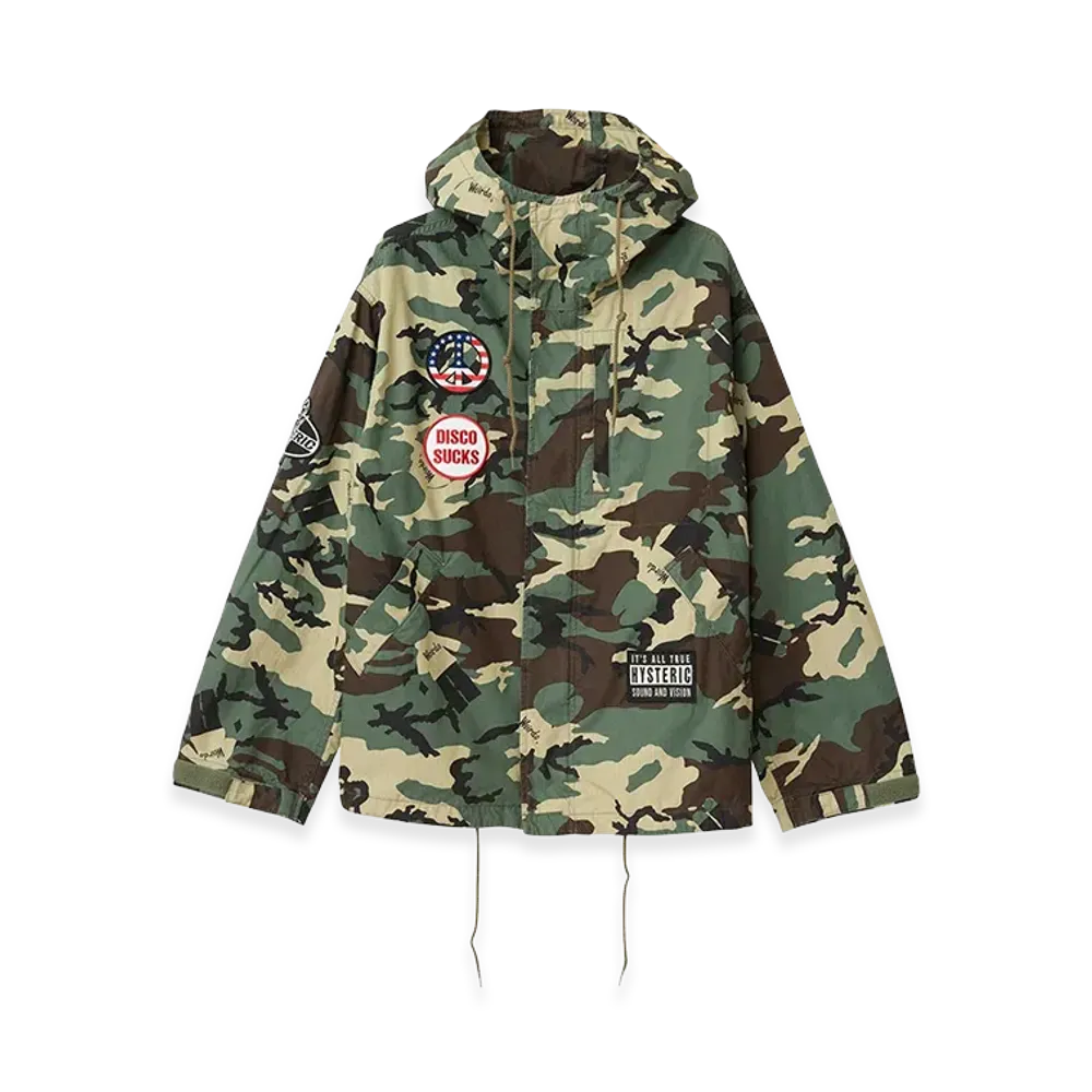 HYSTERIC GLAMOUR DISCO SUCKS Patch Hooded Jacket "Khaki"