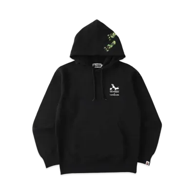 A BATHING APE / TOM AND JERRY FOOTPRINTS PULLOVER HOODIE "Black"