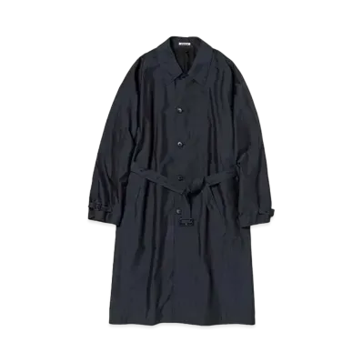 AURALEE Finx Polyester Weather Chambray Soutien Collar Coat "Black Chambray"