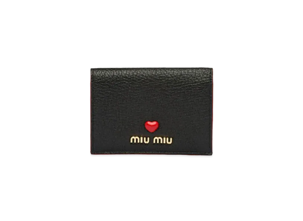 MIU MIU Madras Love Card Case "Black"