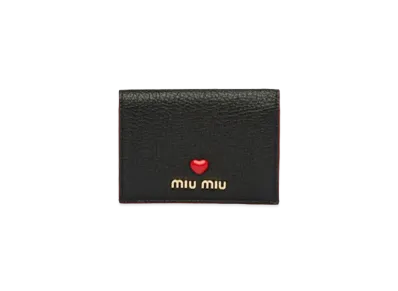 MIU MIU Madras Love Card Case "Black"
