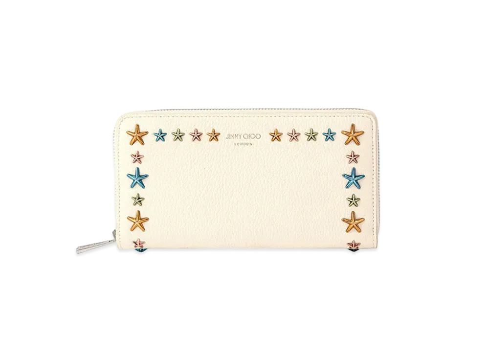 新品そっくりさん⭐ジミーチュウJIMMY CHOO スターチャーム　フラット36 ブラック / オレンジ カーフレザー・スター ロゴ | バッグ チャーム