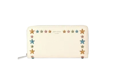 Jimmy Choo Pippa Soft Grainy Calf Leather Wallet With Star Studs "Multicolour/Latte"