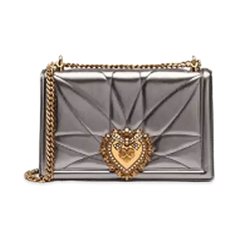 Dolce&Gabbana Devotion Bag Big Matrassemoldre Nappa Leather "Silver"