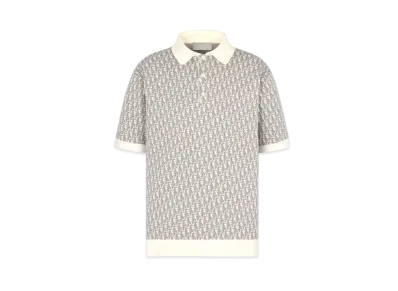 Dior Dior Oblique Polo Shirt Cotton Jacquard "White/Blue/Brown "