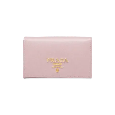 PRADA Saffiano Leather Card Holder "Alabaster Pink"