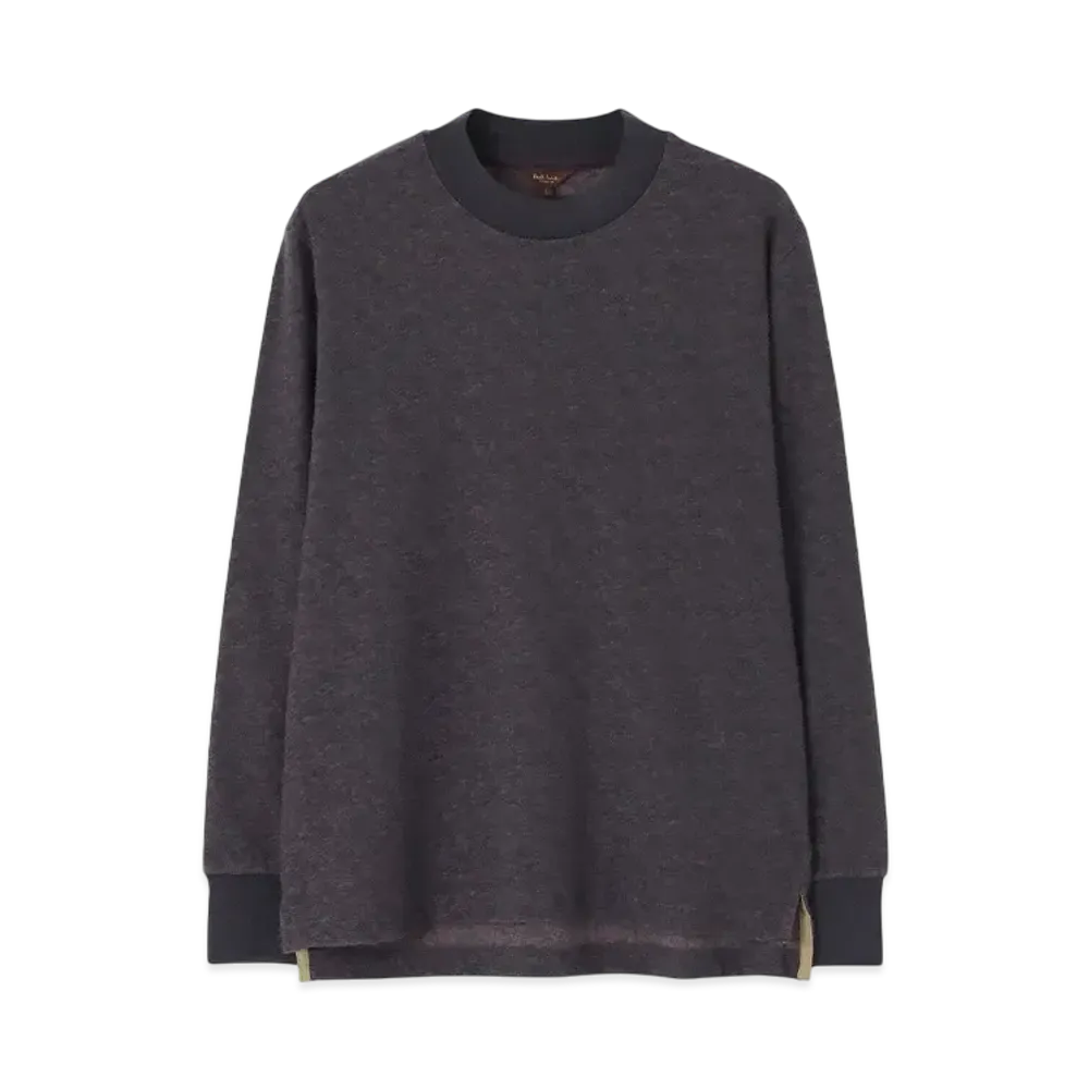 Paul Smith Crater Pile Mock Neck Cut And Sew "Gray"