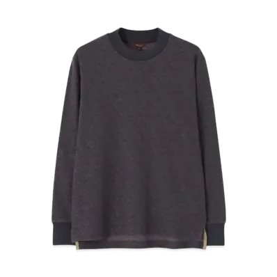 Paul Smith Crater Pile Mock Neck Cut And Sew "Gray"