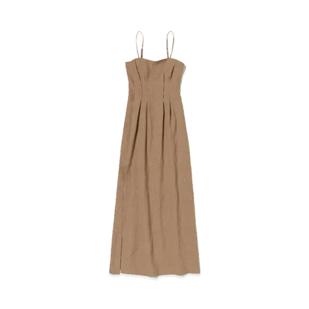 AURALEE Linen Silk Tweed Dress "Brown"