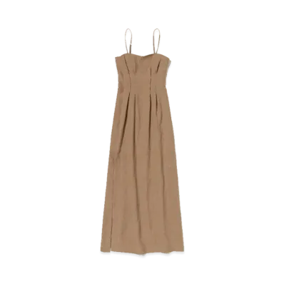 AURALEE Linen Silk Tweed Dress "Brown"