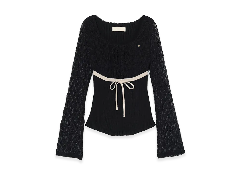 ANDMARY Women's Colette Lace Knit Tops "Black"