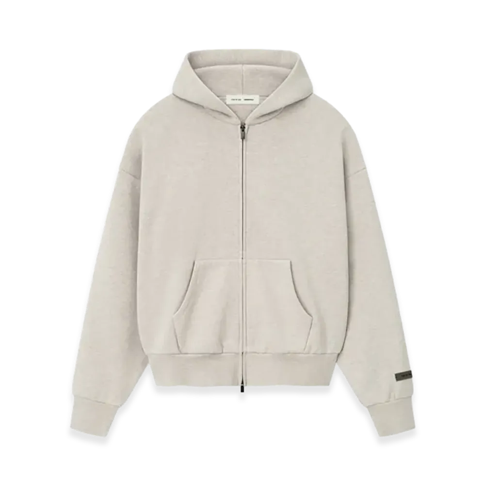 FEAR OF GOD ESSENTIALS Classic Fleece Zip-Up Hoodie "Heather Stone"