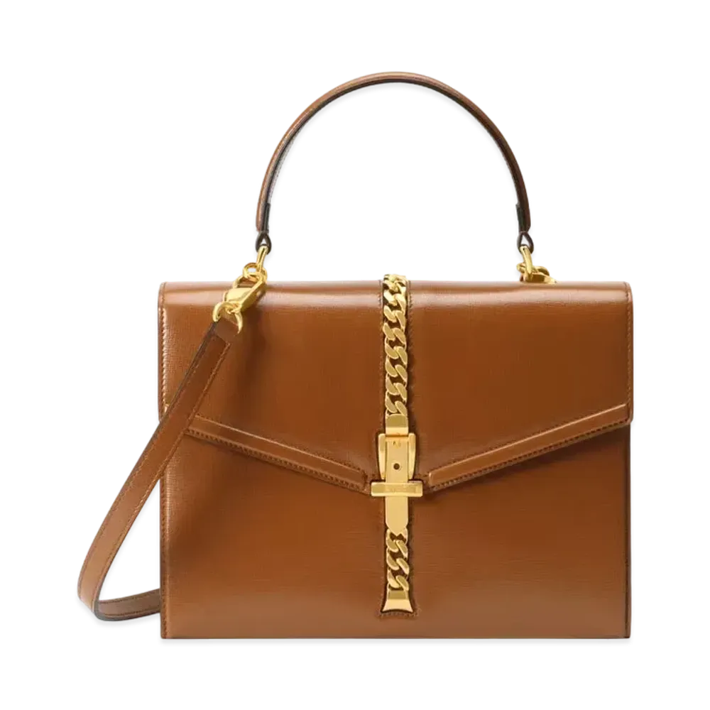 GUCCI Sylvie 1969 Small Top Handle Bag "Brown"
