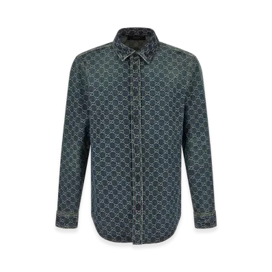 GUCCI GG Jacquard Shirt "Blue"