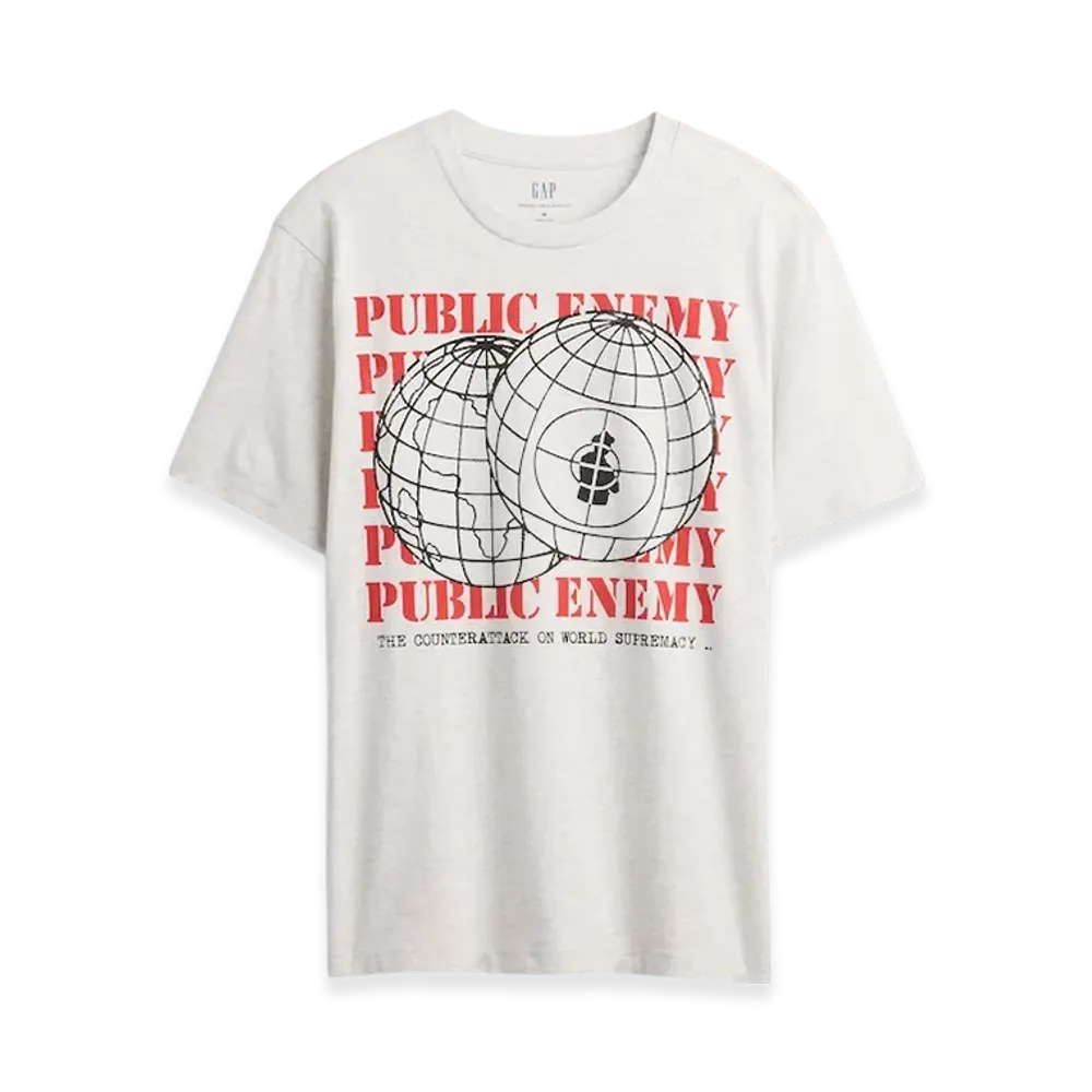GAP Public Enemy Relaxed Graphic T-Shirt "Pale Heather Gray"