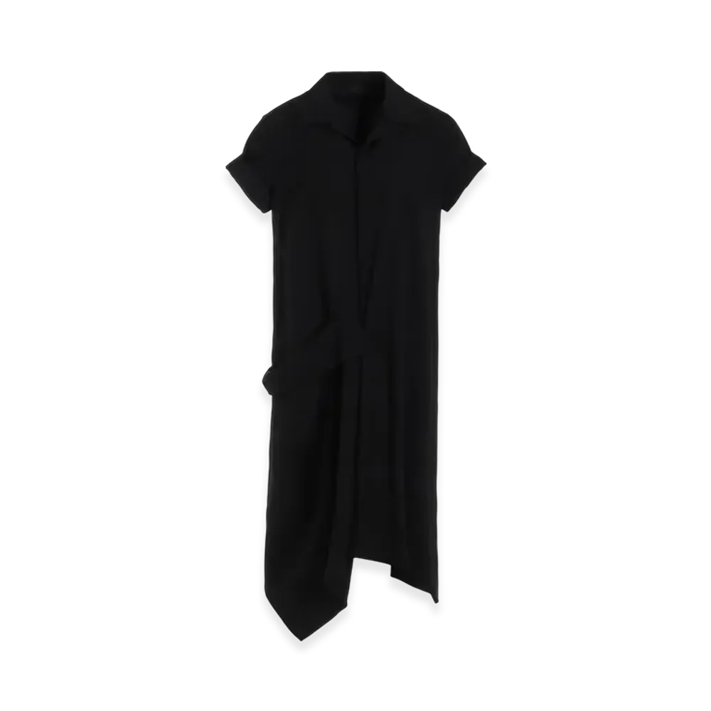 Yohji Yamamoto Ry Seeting Cloth R Draped Shirt Dress "Black"