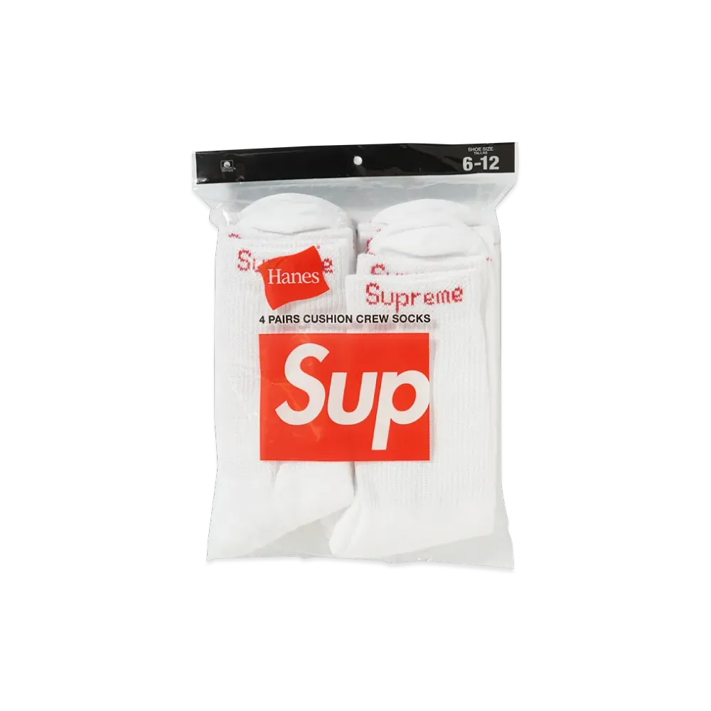Supreme x Hanes Crew Socks (4 Pack) "White"
