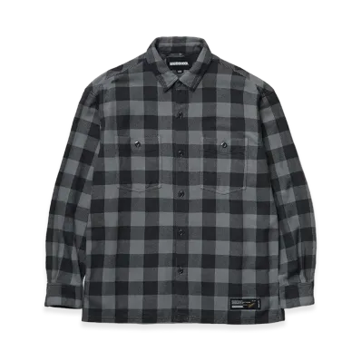 NEIGHBORHOOD Garment Dyed Block Check Shirt LS "Gray"