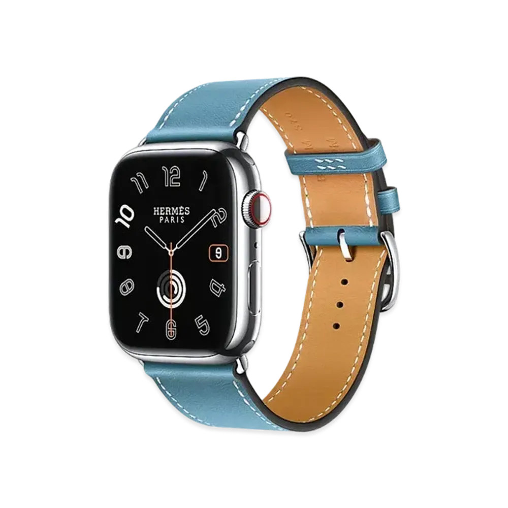 Apple Watch x Hermes Series 9 (GPS + Cellular Model) Stainless 45mm and Single Tour "Bleu Jean"