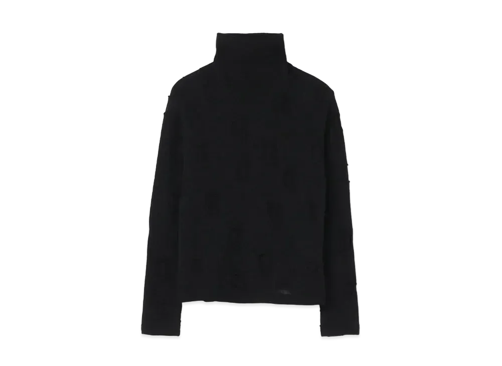 Yohji Yamamoto Y's PERFORATED DOT JACQUARD HIGH NECK T "Black"