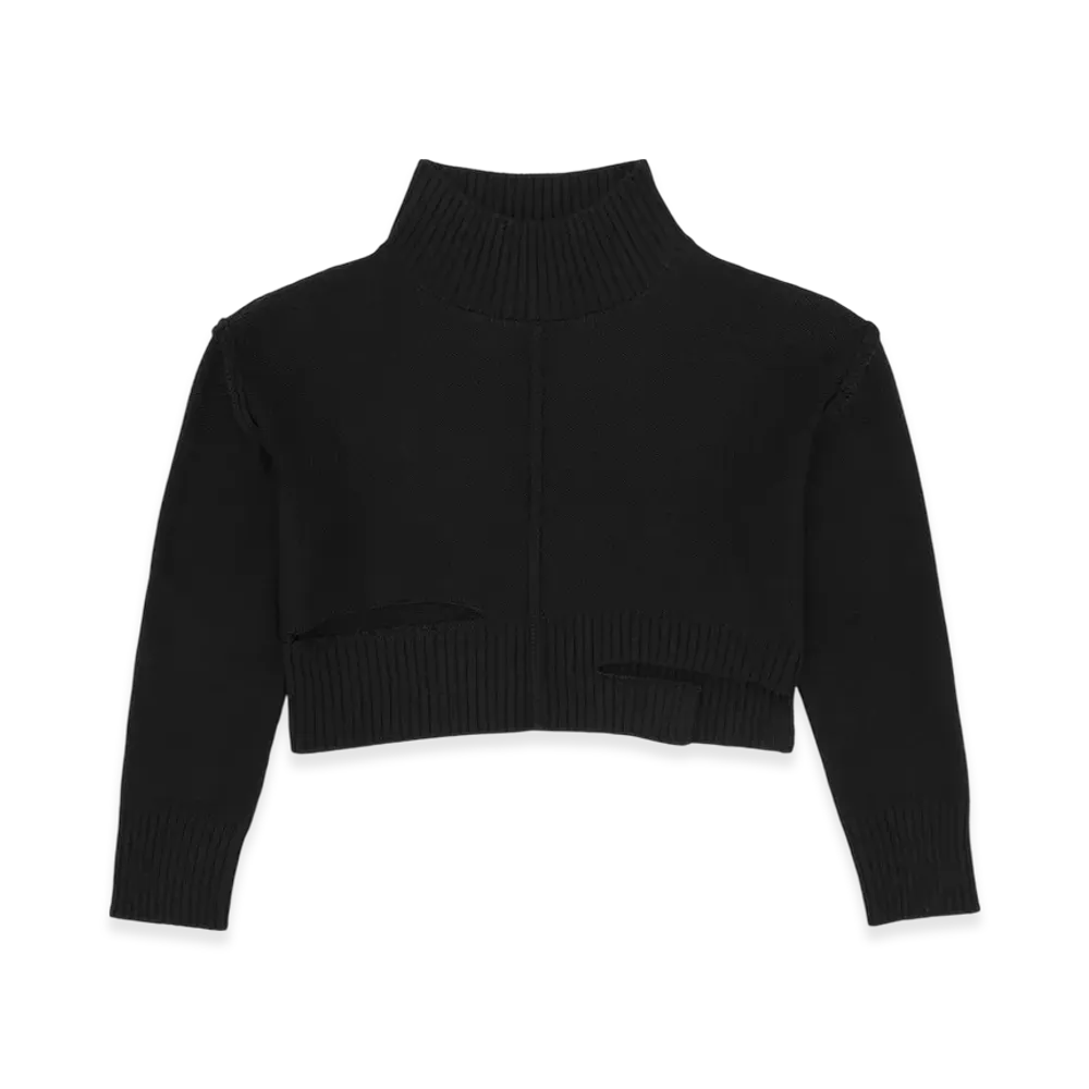 MM6 Maison Margiela Women's Distressed Knit Jumper "Black"