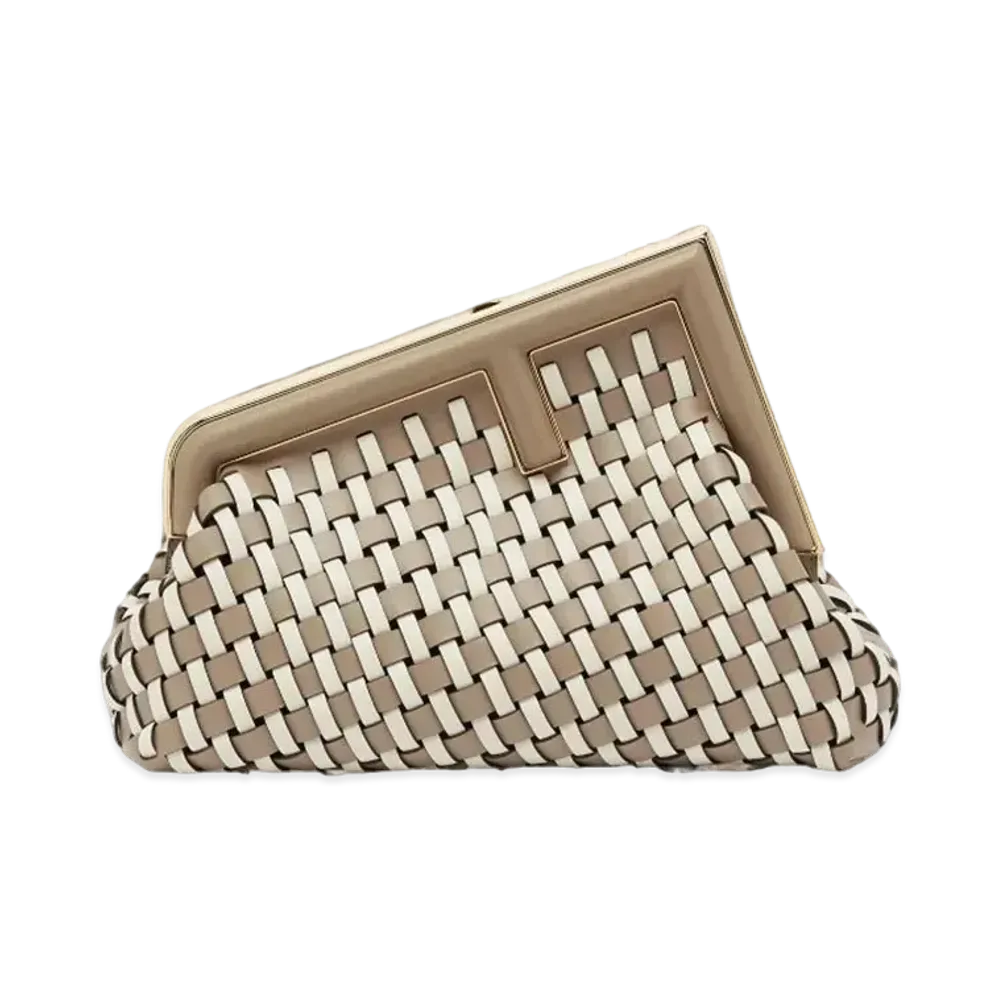 FENDI First Small Interlaced Leather Bag "Dub Gray"