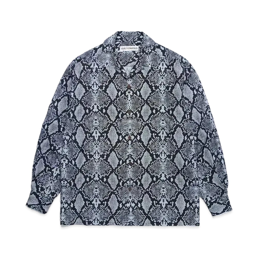WACKO MARIA Python Open Collar Shirt "Blue Gray"