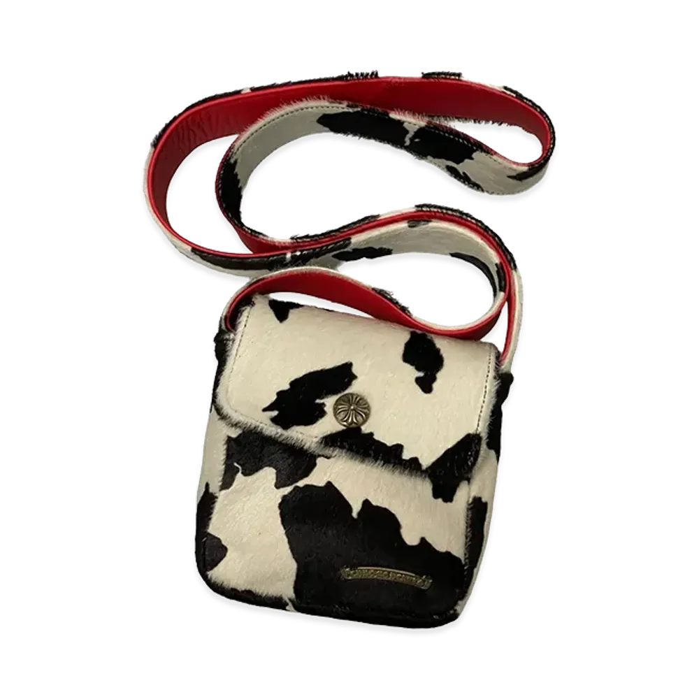 Chrome Hearts Hot Pot CH Plus Cross Ball Unborn Carf Leather Shoulder Bag "Zebra/Blue"