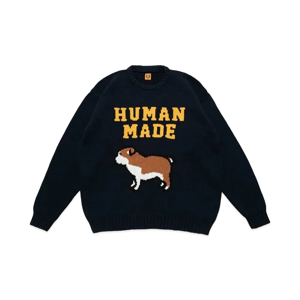 HUMAN MADE COTTON KNIT SWEATSHIRT "Navy"