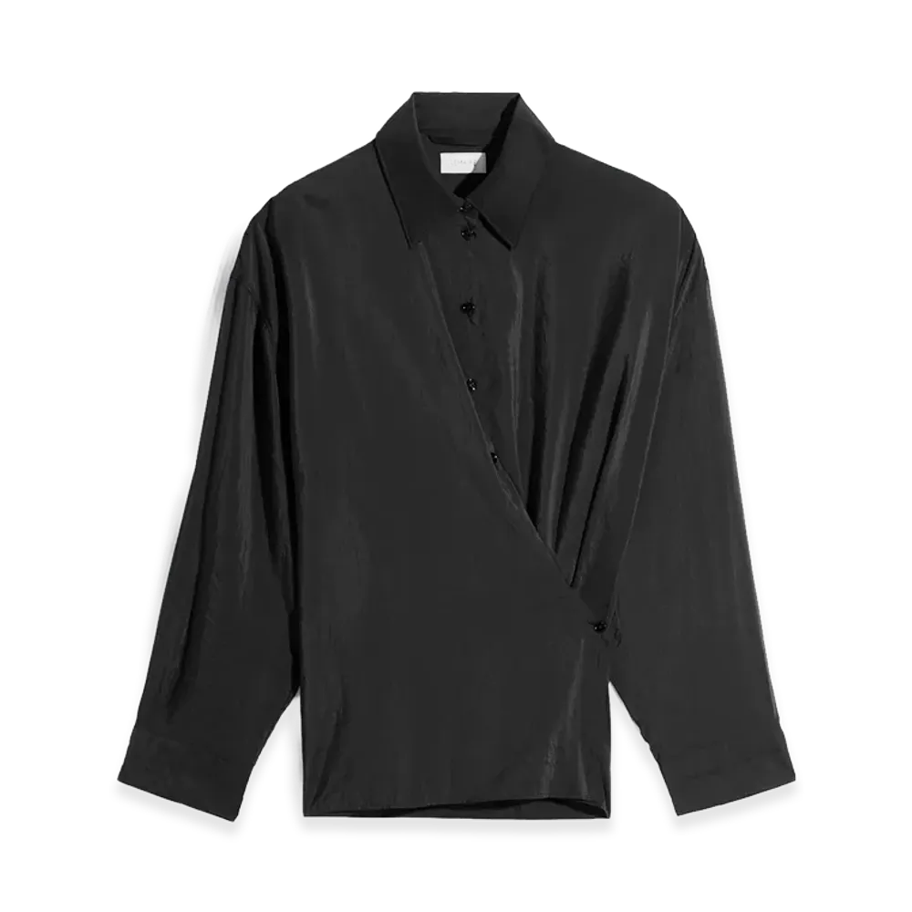 LEMAIRE Women's Twisted Dry Silk Straight Collar Shirt "Black"