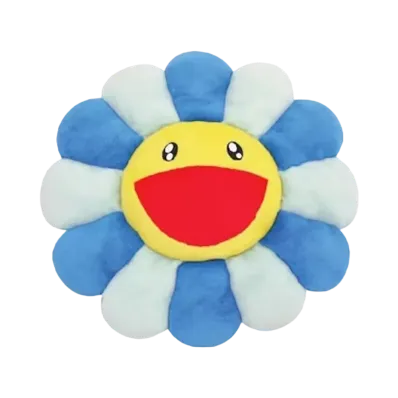 Kaikai Kiki -Takashi Murakami- Flower Cushion / Blue & Light Blue & Yellow (60cm)