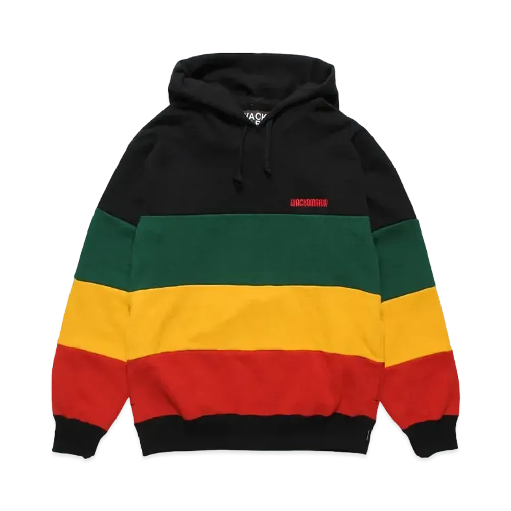 WACKO MARIA Striped Heavy Weight Hooded Sweat Shirt "Black"