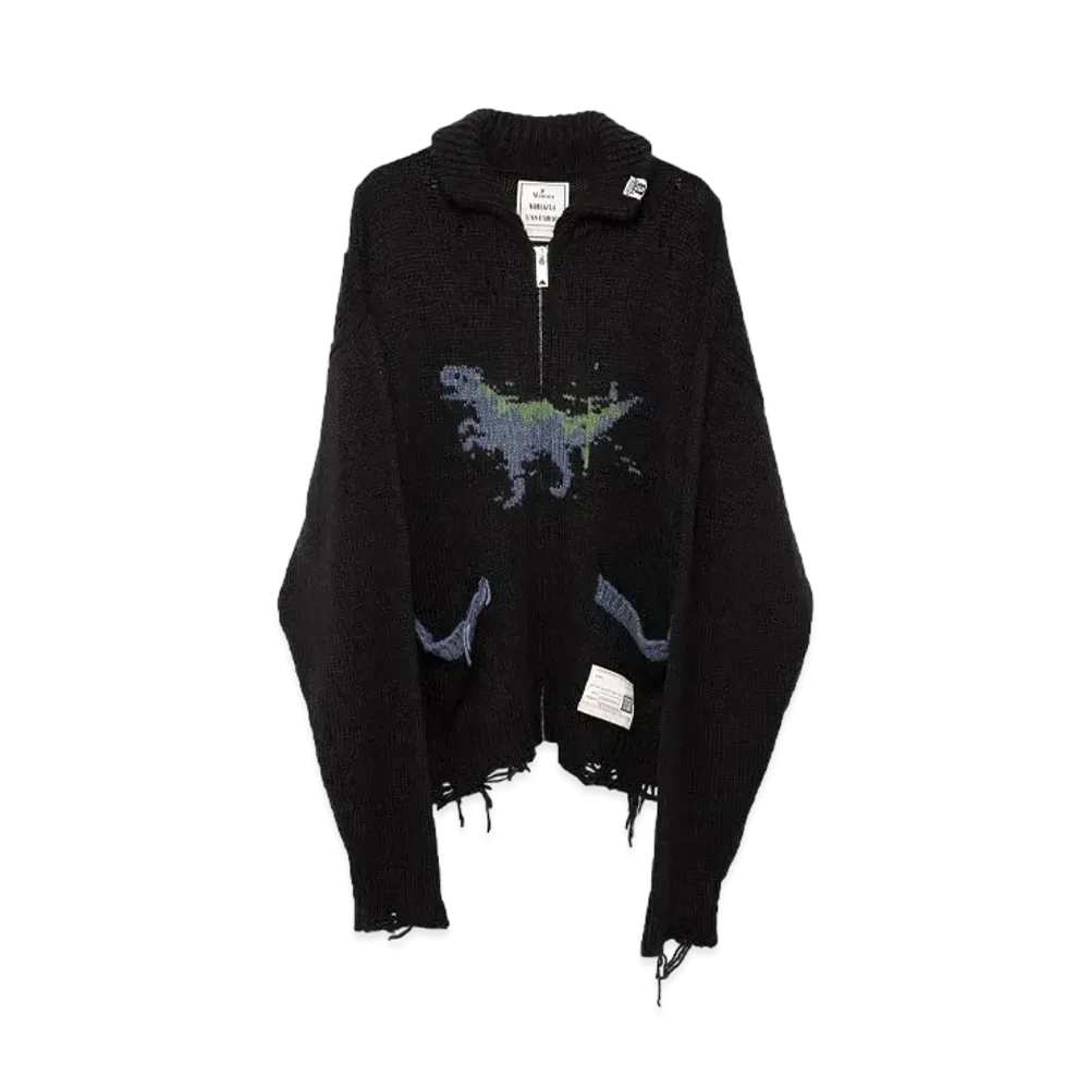 Maison MIHARA YASUHIRO Dinosaur Zip-up Knit Cardigan "Black"